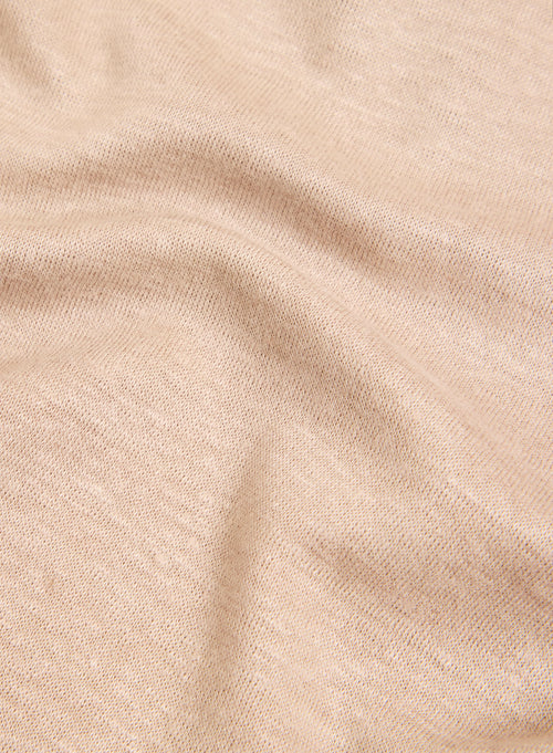 Beige Strickjacke mit langärmeligem Kapuzenkragen aus Leinen / Bio-Baumwolle - MAJESTIC FILATURES