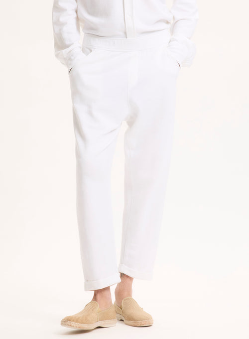 Pantalon Blanc en Lin / Coton Organique - MAJESTIC FILATURES