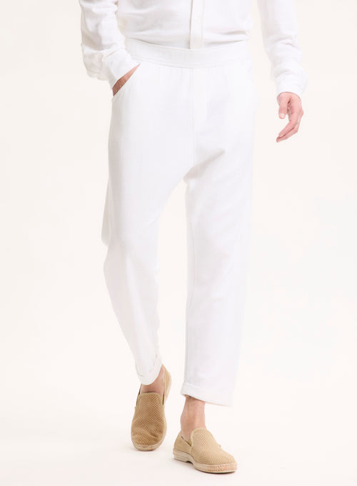 Pantalon Blanc en Lin / Coton Organique - MAJESTIC FILATURES