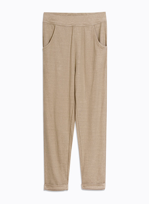 Pantalon Beige en Lin / Coton Organique - MAJESTIC FILATURES