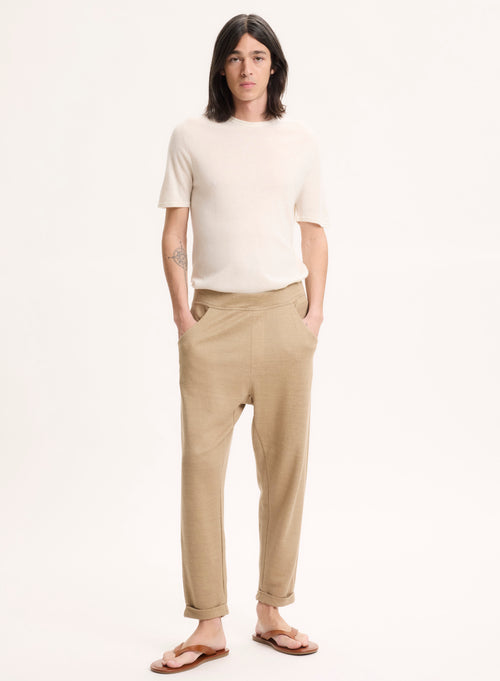 Pantalon Beige en Lin / Coton Organique - MAJESTIC FILATURES