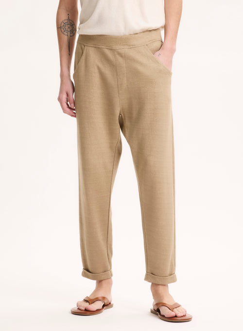 Pantalon Beige en Lin / Coton Organique - MAJESTIC FILATURES