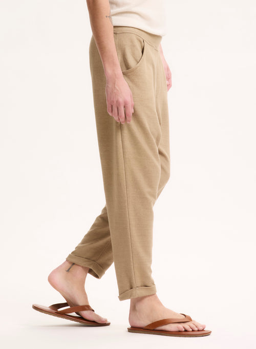 Pantalon Beige en Lin / Coton Organique - MAJESTIC FILATURES