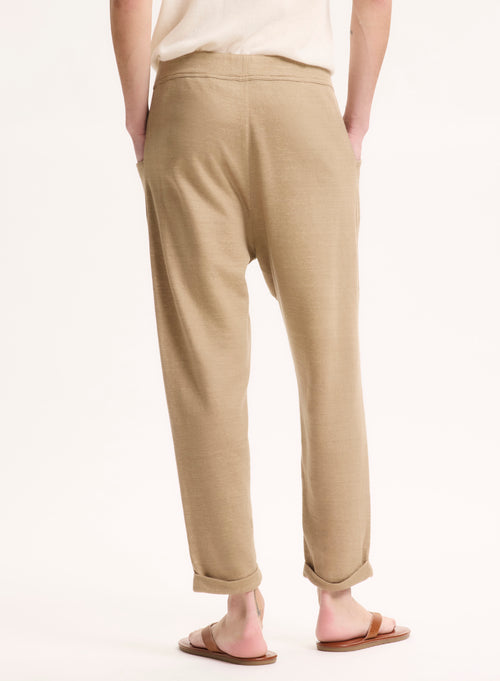 Pantalon Beige en Lin / Coton Organique - MAJESTIC FILATURES