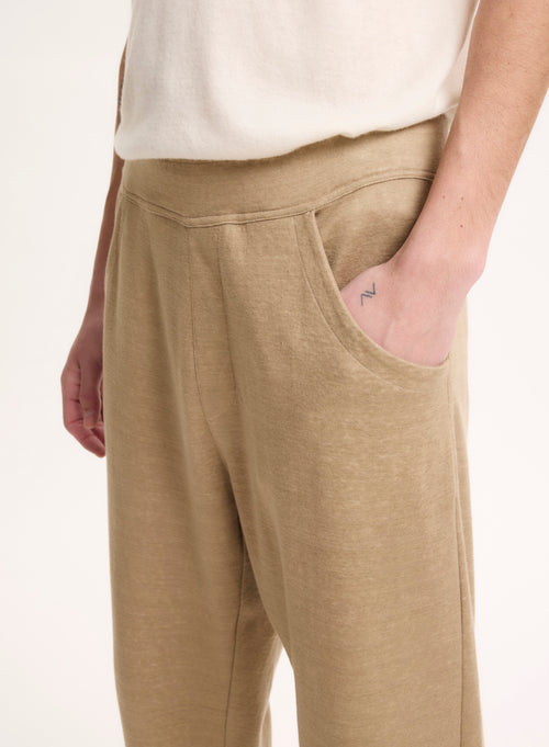 Pantalon Beige en Lin / Coton Organique - MAJESTIC FILATURES