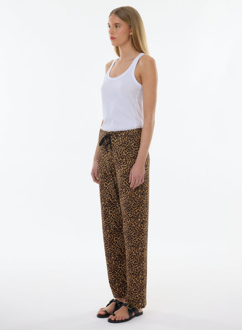 Pantalon Beige en Viscose / Lin / Elasthanne - MAJESTIC FILATURES