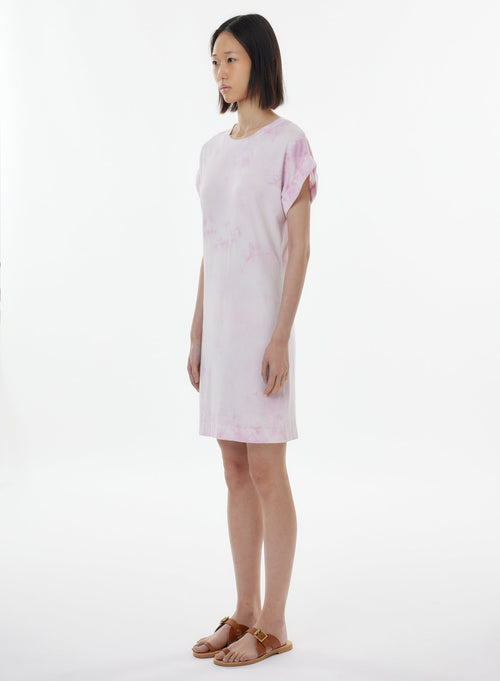 Robe Rose Manches Courtes Col Rond - MAJESTIC FILATURES