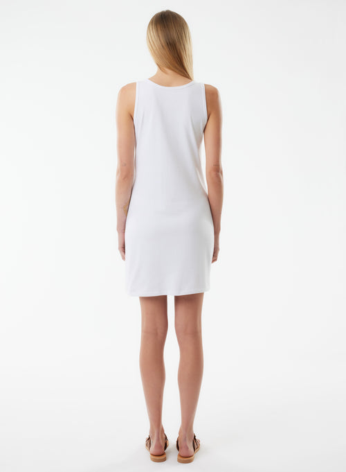 Robe Blanche Sans Manches Col Rond - MAJESTIC FILATURES