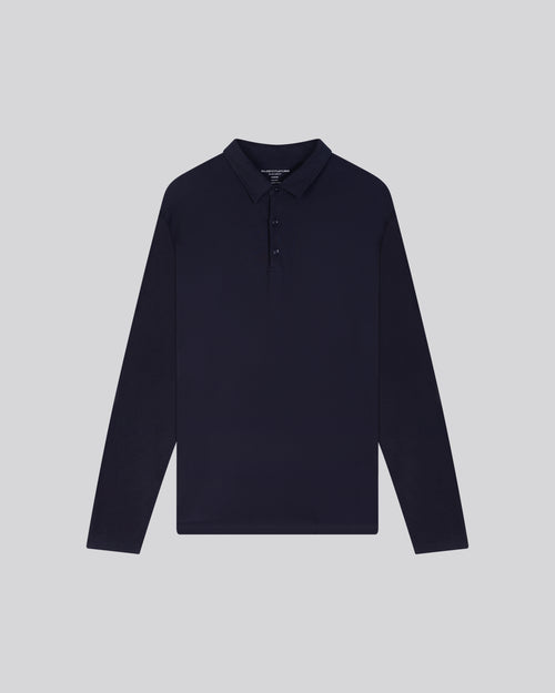 Polo azul marino Polo de manga larga en algodón orgánico - MAJESTIC FILATURES