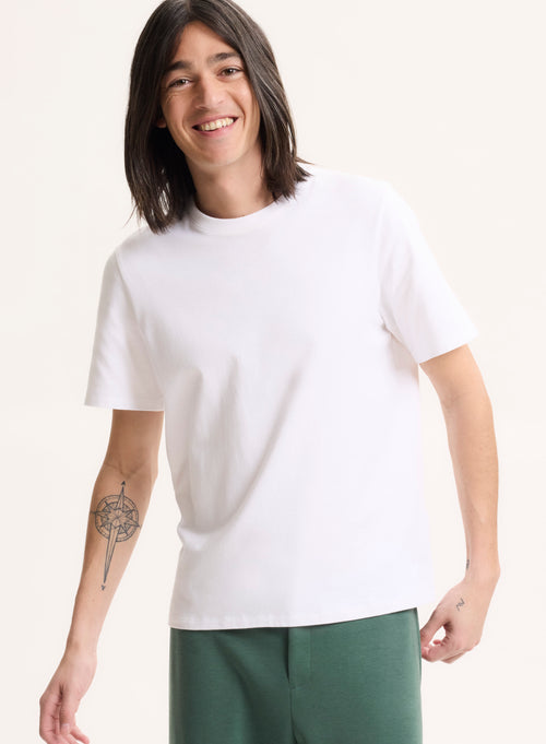 White Short Sleeve Crew Neck T-Shirt in Organic Cotton - MAJESTIC FILATURES