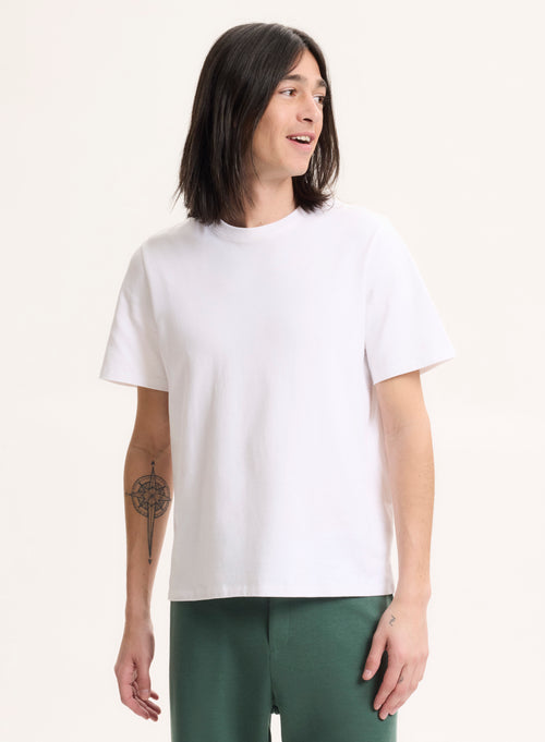 White Short Sleeve Crew Neck T-Shirt in Organic Cotton - MAJESTIC FILATURES