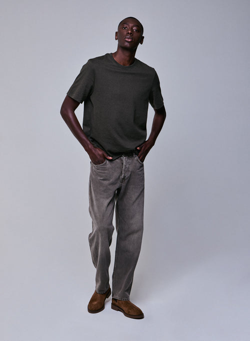 Grünes Kurzarm-T-Shirt mit Rundhalsausschnitt aus Bio-Baumwolle - MAJESTIC FILATURES