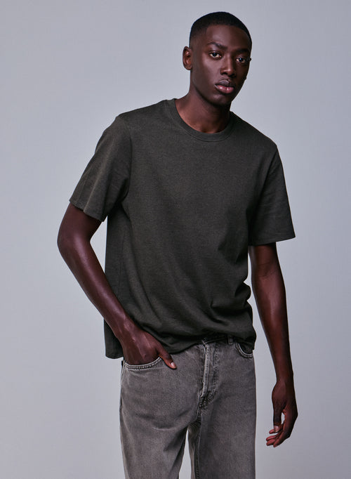 T-shirt Vert Col Rond Manches Courtes en Coton organique - MAJESTIC FILATURES