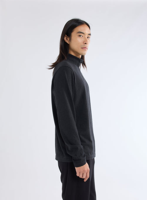 Black T-shirt with high collar and long sleeves - MAJESTIC FILATURES