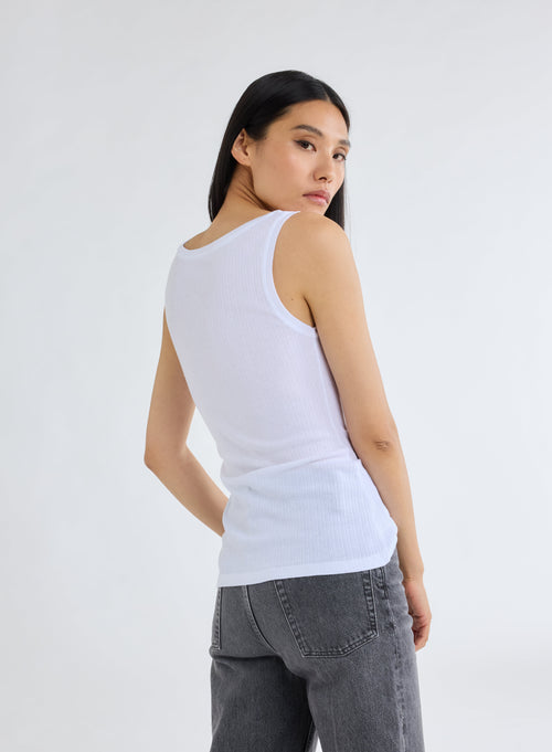 White U-Neck Tank Top in Organic Cotton and Modal - MAJESTIC FILATURES