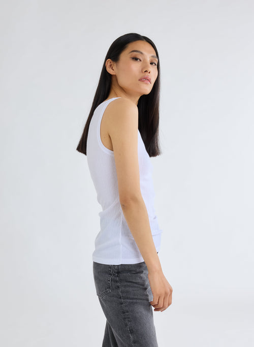 White U-Neck Tank Top in Organic Cotton and Modal - MAJESTIC FILATURES