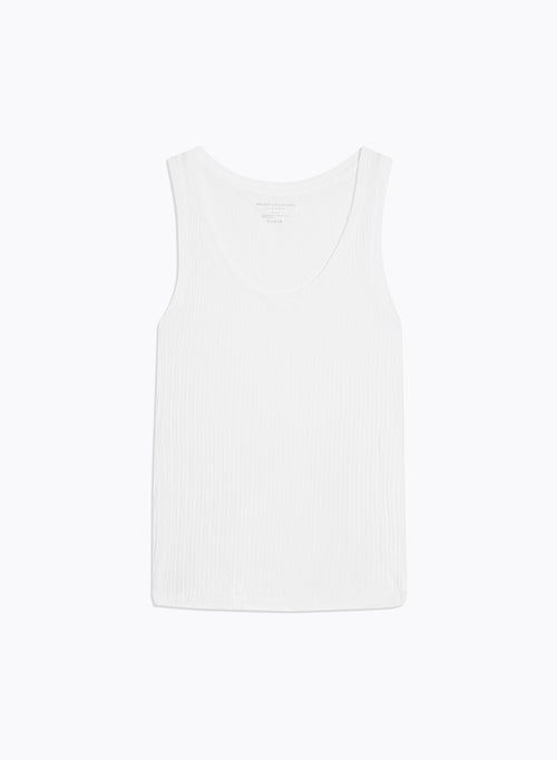 White U-Neck Tank Top in Organic Cotton and Modal - MAJESTIC FILATURES