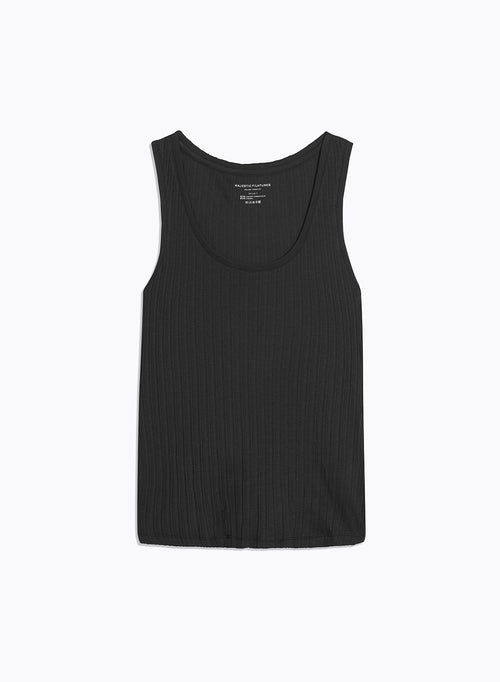 Black U-Neck Tank Top in Organic Cotton and Modal - MAJESTIC FILATURES