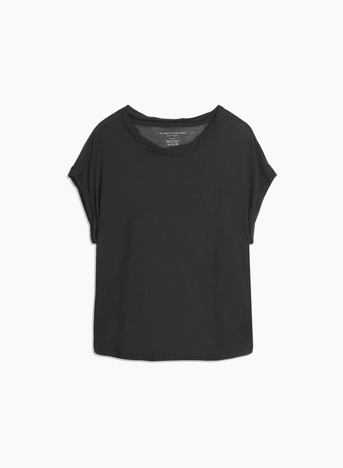 T-shirt Noir Col Rond sans manches en Micro Modal et Cachemire - MAJESTIC FILATURES