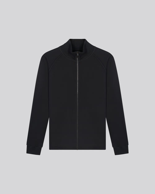 Gilet Noir Col Montant Manches Longues en Coton organique - MAJESTIC FILATURES