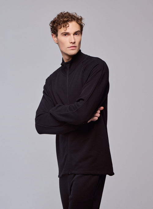 Black Long Sleeve Organic Cotton Vest - MAJESTIC FILATURES