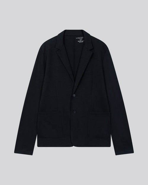 Marineblaue Kragenjacke Langarm Lyocell / Tencel / Bio-Baumwolle - MAJESTIC FILATURES