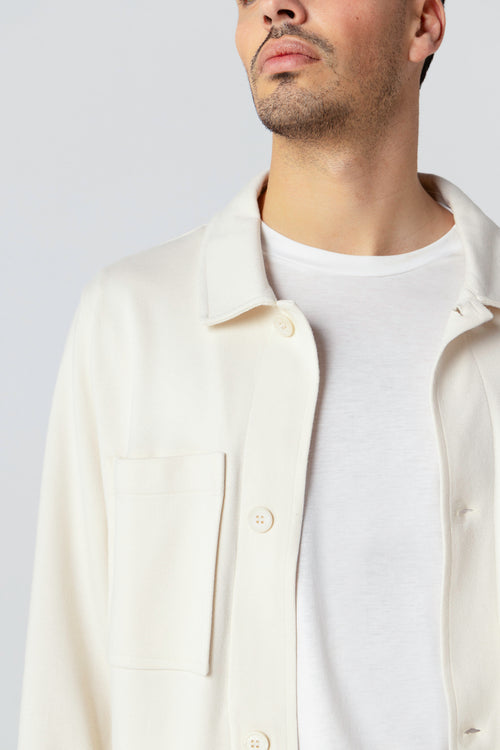 Jacke mit V-Ausschnitt und langen Ärmeln aus Lyocel, Tencel / Bio-Baumwolle in Weiß - MAJESTIC FILATURES