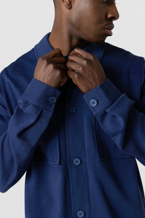 Veste Bleue Col Veste Manches Longues en Lyocel, Tencel / Coton Organique - MAJESTIC FILATURES