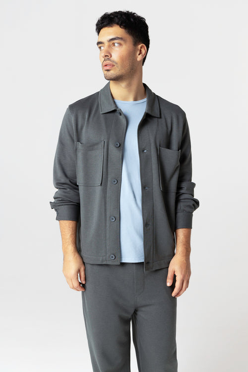 Veste Gris foncé Col Veste Manches Longues en Lyocel, Tencel / Coton organique - MAJESTIC FILATURES