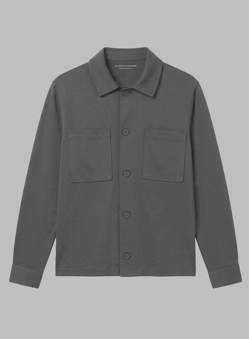 Dark Gray Long-Sleeve Jacket in Lyocell / Tencel / Organic Cotton - MAJESTIC FILATURES