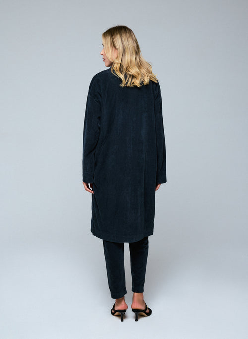 Grey coat long-sleeved jacket in organic cotton / polyester - MAJESTIC FILATURES