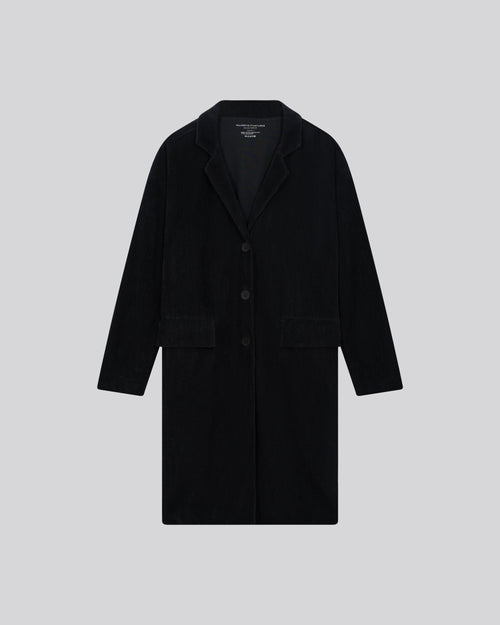 Grey coat long-sleeved jacket in organic cotton / polyester - MAJESTIC FILATURES