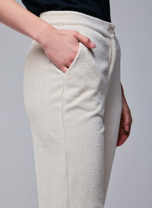 Pantalon Blanc en Coton Organique / Polyester - MAJESTIC FILATURES
