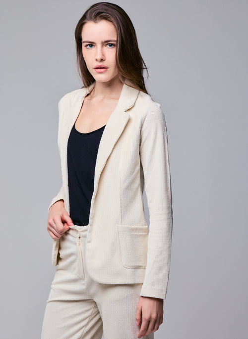 Veste Blanche Manches Longues en Coton Organique / Polyester - MAJESTIC FILATURES