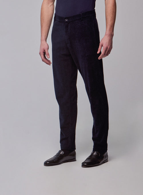 Navy pants in organic cotton / polyester - MAJESTIC FILATURES
