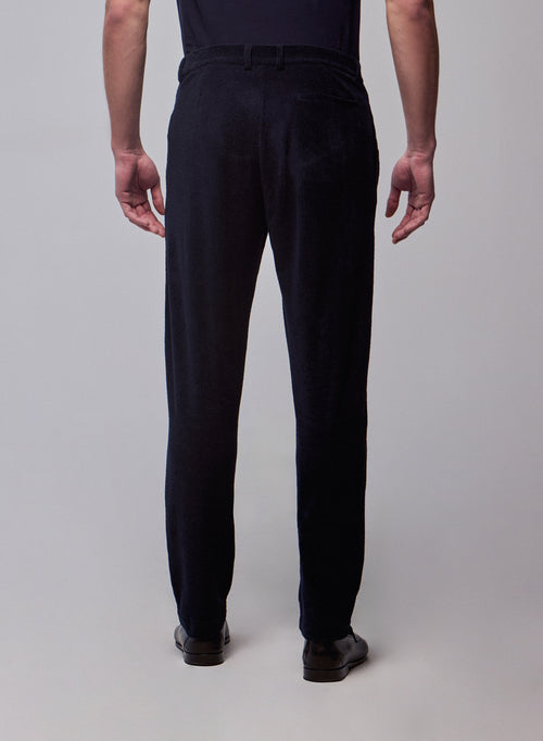 Navy pants in organic cotton / polyester - MAJESTIC FILATURES