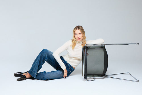 White Cashmere Long Sleeve High Neck T-Shirt - MAJESTIC FILATURES