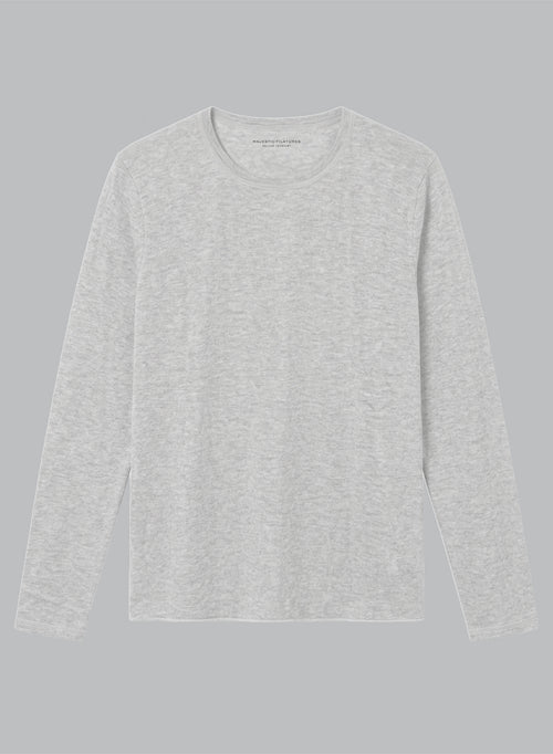 Langärmliges Rundhals-T-Shirt aus Kaschmir in Grau - MAJESTIC FILATURES