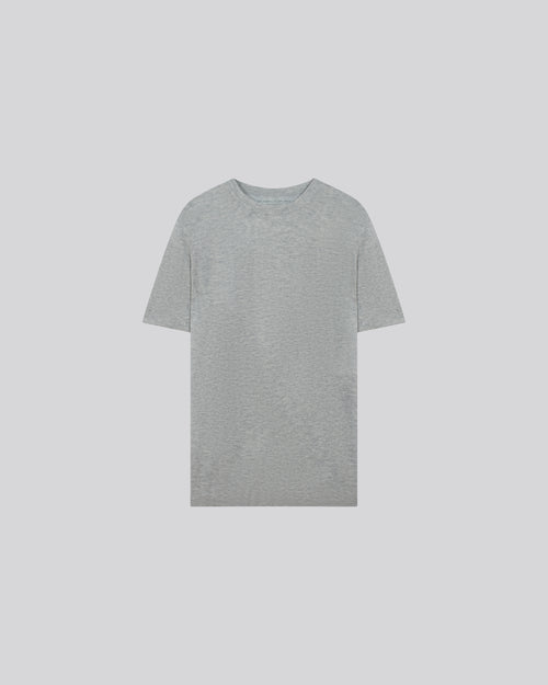 T-shirt Gris Col Rond Manches Courtes en Cachemire - MAJESTIC FILATURES