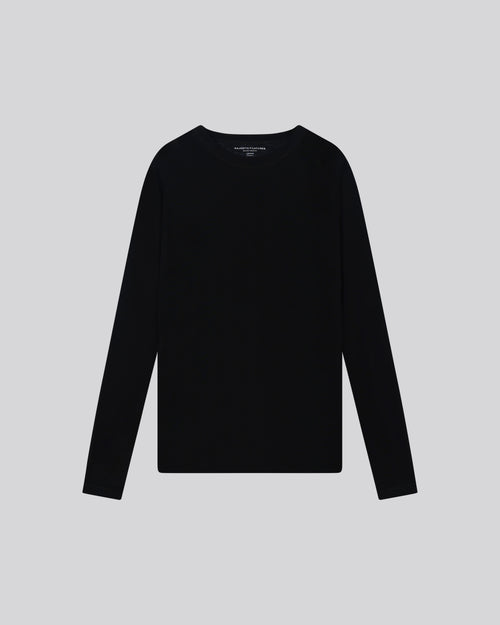 Camiseta de cachemira negra de manga corta con cuello redondo - MAJESTIC FILATURES