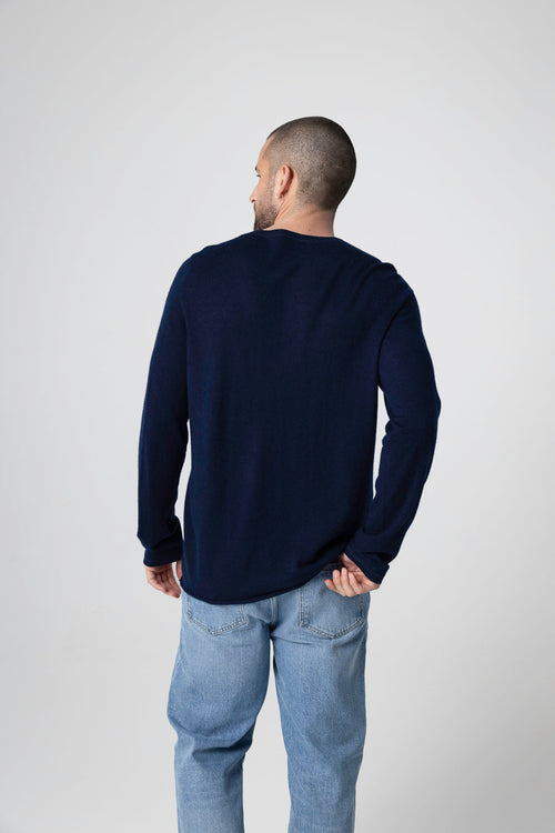 Navy Blue Long Sleeves Tunisian in Cashmere  - MAJESTIC FILATURES