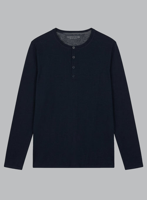 Tunesischer Rollkragenpullover mit langen Ärmeln aus Kaschmir in Marineblau - MAJESTIC FILATURES