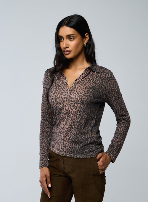 Polo Rose Polo Manches Longues en Coton / Cachemire - MAJESTIC FILATURES