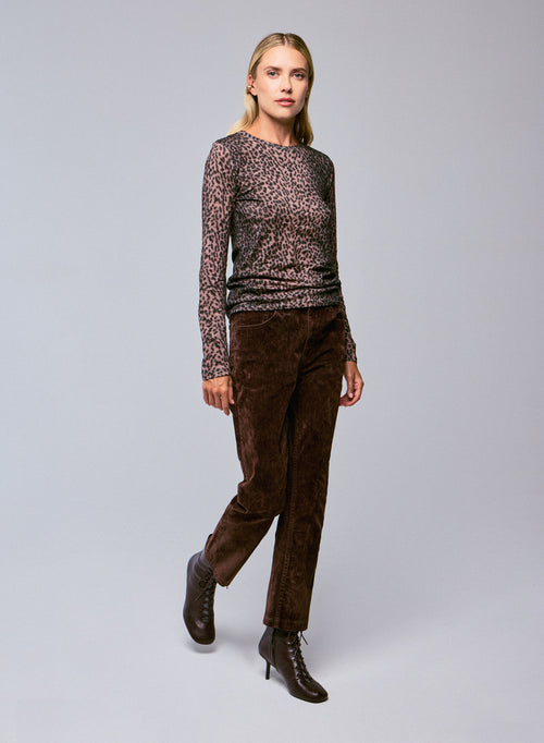 Camiseta de manga larga rosa con cuello redondo en algodón orgánico / cachemir - MAJESTIC FILATURES