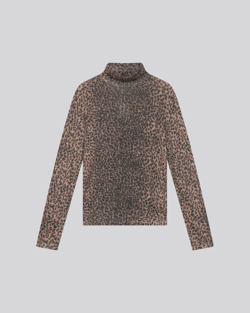 T-shirt Rose Col Roulé Manches Longues en Coton organique / Cachemire - MAJESTIC FILATURES