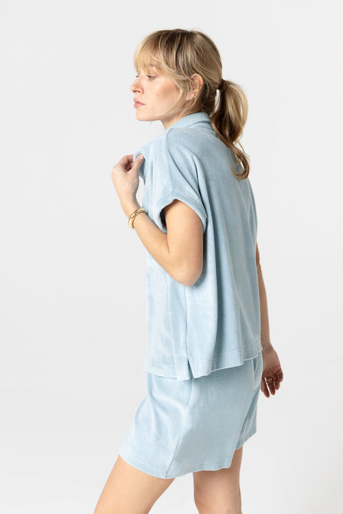 Chemise Bleu Clair Sans Manches en Coton organique / Polyamide - MAJESTIC FILATURES