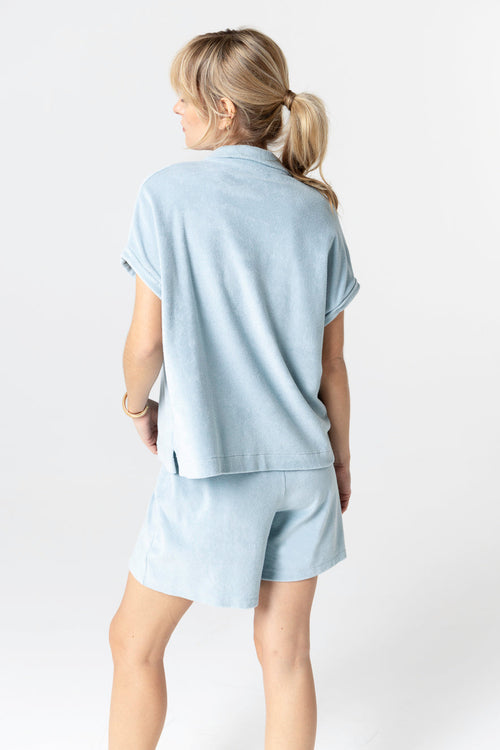 Chemise Bleu Clair Sans Manches en Coton organique / Polyamide - MAJESTIC FILATURES