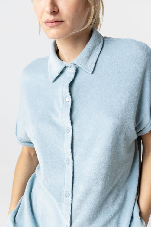 Chemise Bleu Clair Sans Manches en Coton organique / Polyamide - MAJESTIC FILATURES