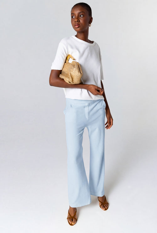 Pantalon Bleu Clair en Coton Organique / Polyamide - MAJESTIC FILATURES