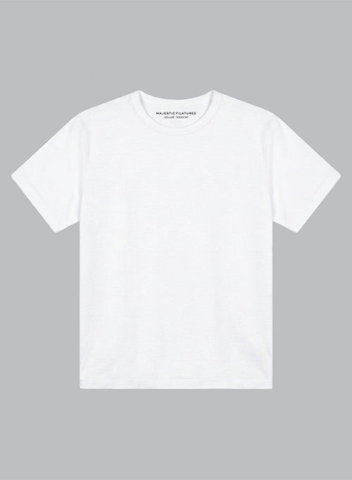 Ärmelloses T-Shirt mit Rundhalsausschnitt aus Bio-Baumwolle/Polyamid in Weiß - MAJESTIC FILATURES